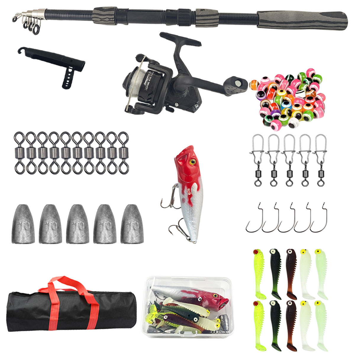 Fishing Rod Spinning - Портативный телескопический рыболовный набор 1,8 м,